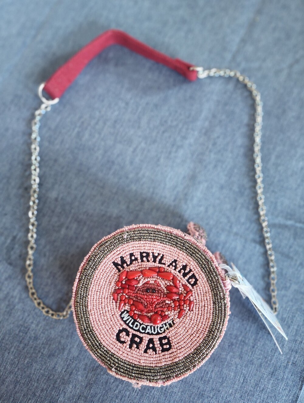 New Pink Beaded Maryland Crab Crossbody Bag Viral Rare Bag - Picture 2 of 7